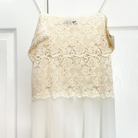 Via Nicci Lace Chiffon Maxi Nightgown White Ivory Size Medium | Coquette Retro - Picture 3 of 10